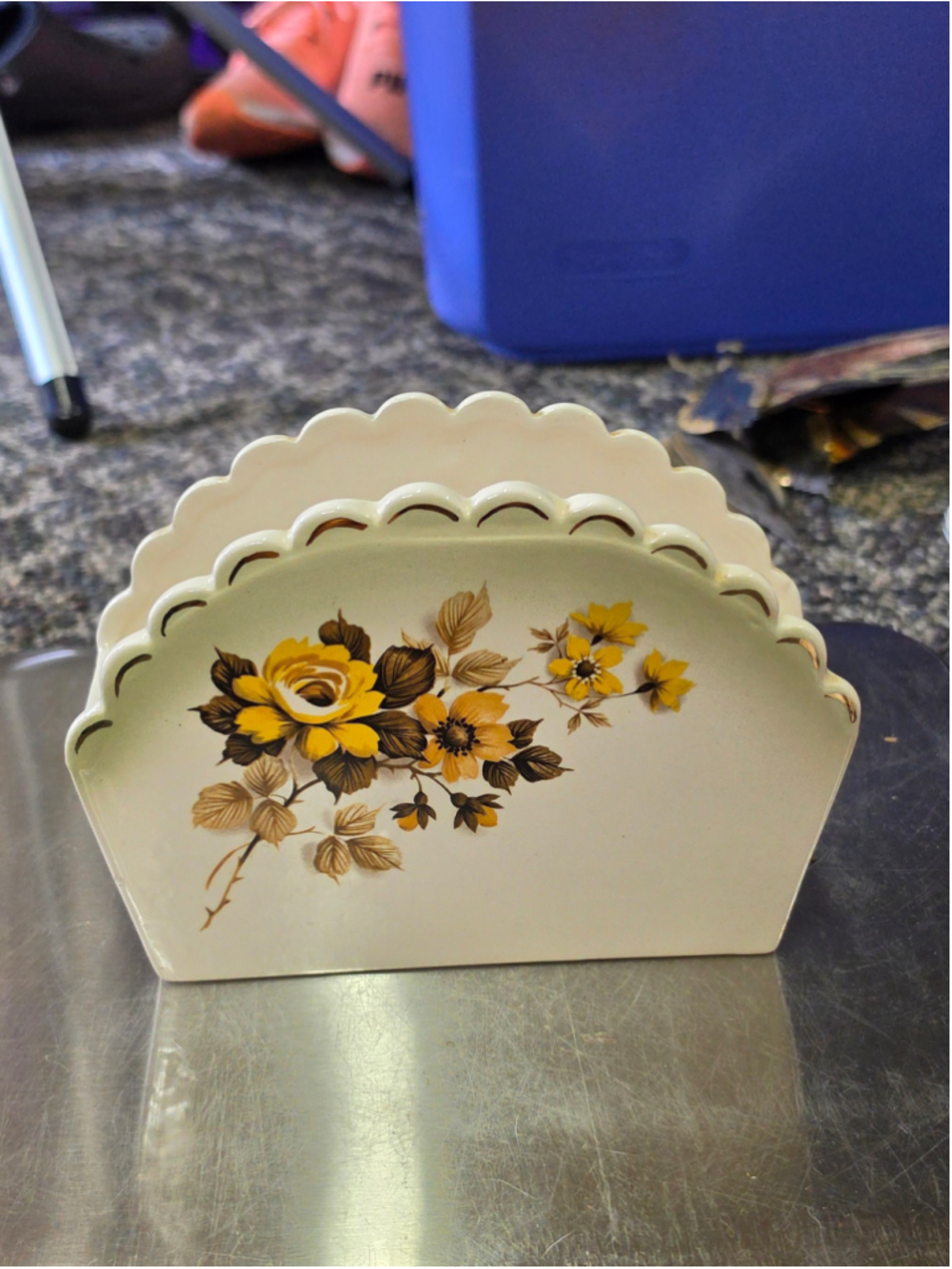 Unbranded Floral Napkin Holder One Size Beige Yellow